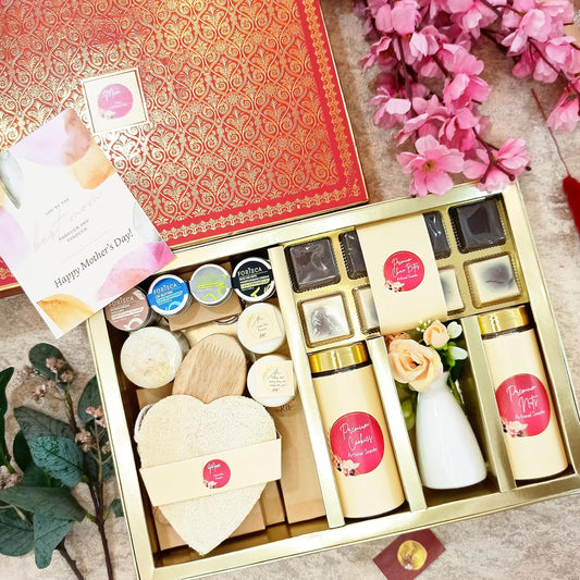 Sustainable Mothers Day Gift Hamper with Personal Care, Chocolate, Cookies and Nuts
