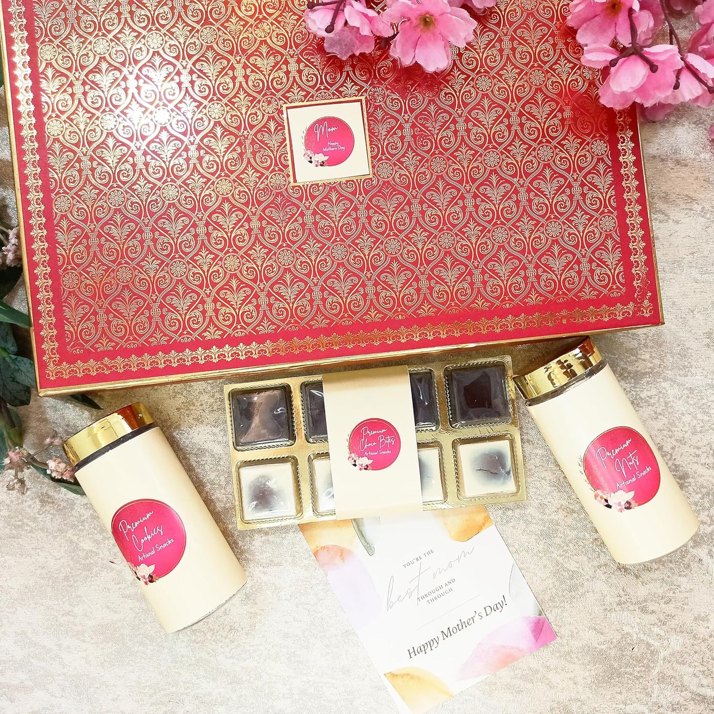 Sustainable Mothers Day Gift Hamper with Personal Care, Chocolate, Cookies and Nuts